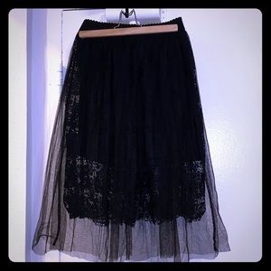 All Black Lace and Tulle Skirt